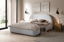 Upholstered bed 140x200 cm Ovo with Abriamo 05 storage, metal frame, boucle gas lift