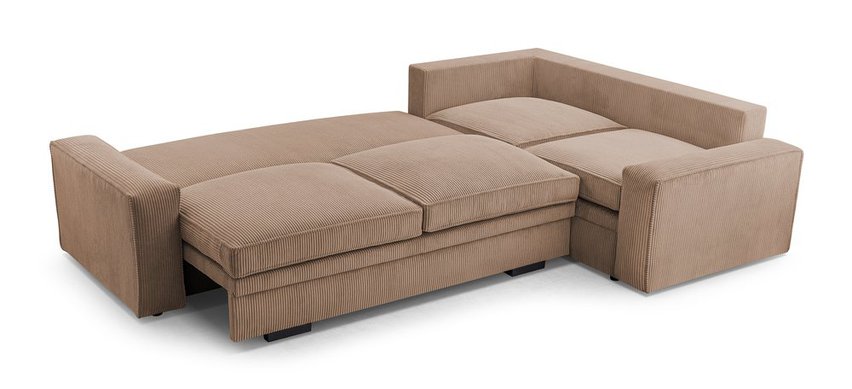 Figline L-shaped corner sofa with sleeping function with container Lincoln 17 corduroy right-hand side