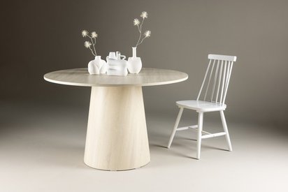 Aggreter table, round top, diameter 120 cm, bleached oak