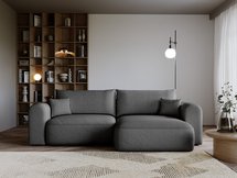 Sollano L-shaped corner sofa with sleeping function with container, universal, dark gray chenille, easy to clean