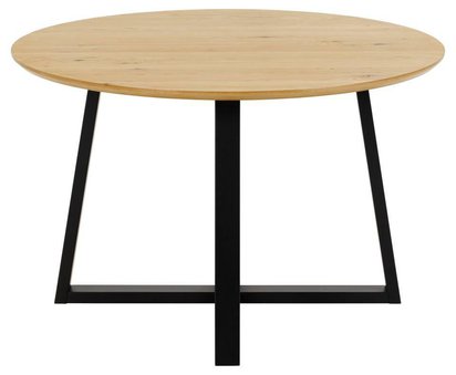 Mezzos round dining table on black legs wild oak 120 cm