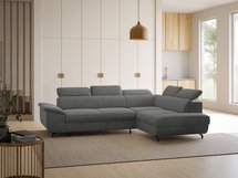 Corner sofa with sleeping function Lambo L-shaped with side Castel 93 with container legs black right-hand side