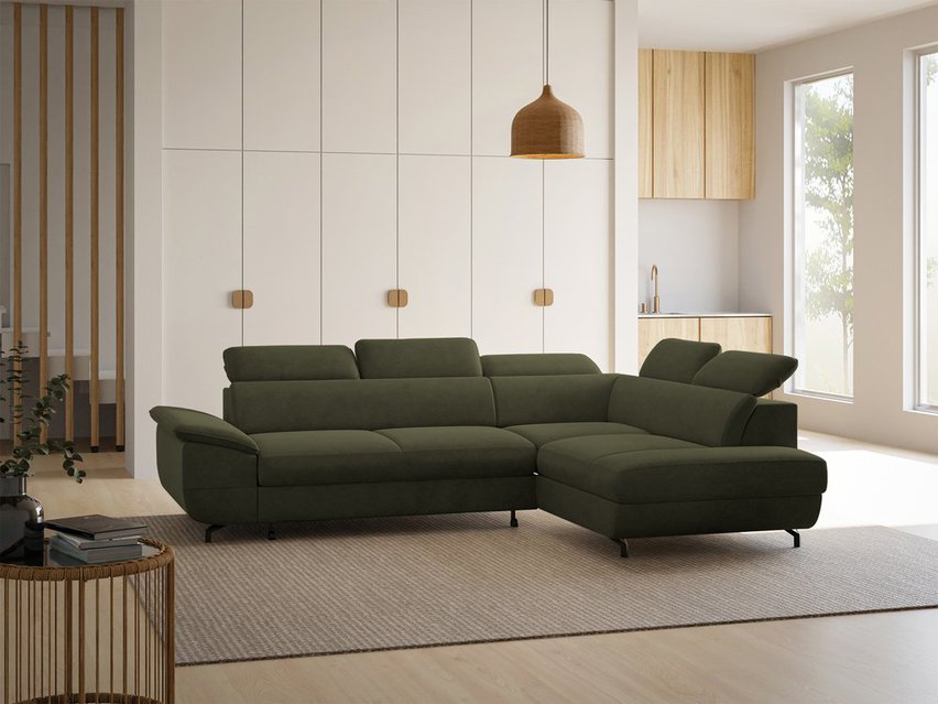 Corner sofa with sleeping function Lambo L-shaped with side Castel 39 with container legs black right-hand side