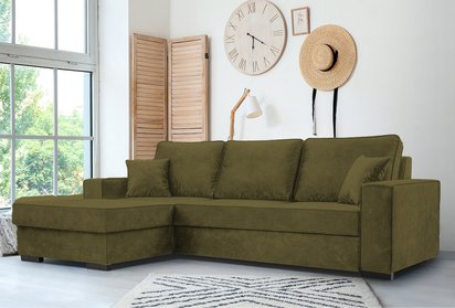 Corner sofa with sleeping function Pazzano L-shaped with container Palladium 10 left-hand side