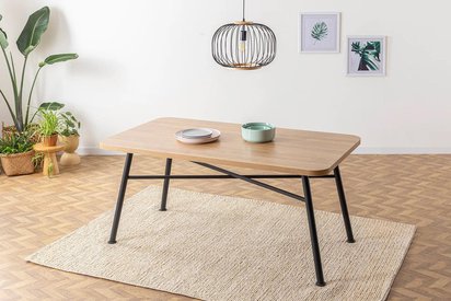 Crattale table 160x75 cm in natural color on black legs