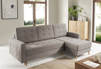 Corner sofa with sleeping function Halvad L-shaped Amon 16 with container hydrophobic velvet universal