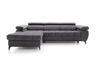 Pernes L-shaped corner sofa bed with adjustable headrests and armrests and a container (Fabric: Letto 97, Side: Left)