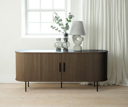 Gativel Chest of Drawers 180x76 cm Burnt Oak Lamellas