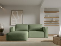 Bissari L-shaped left-hand corner sofa with sleeping function with Perla 55 corduroy container