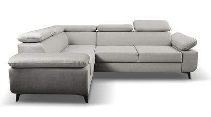 Corner sofa with sleeping function Beraus Castel 80 in hydrophobic velvet fabric, left-hand side