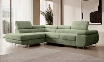 Stevil L-shaped corner sofa with sleeping function and Poso 47 container, left-hand corduroy