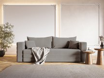 Three-seater sofa Lilla Amon 16 with a container in hydrophobic velor fabric, black legs