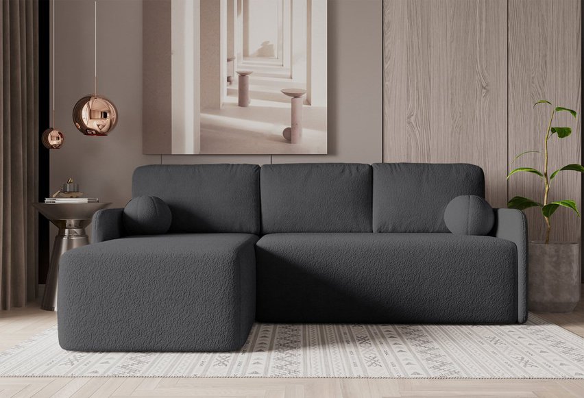 Corner sofa with sleeping function Bloom L-shaped with storage Abriamo 08 boucle universal