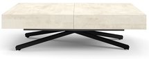 2in1 Movilinne coffee table, extendable, cream, X-shaped legs