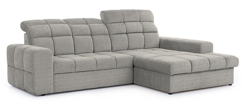 Corner sofa with sleeping function Luglo L-shaped with container and adjustable headrests Cremona 85 chenille right-hand side