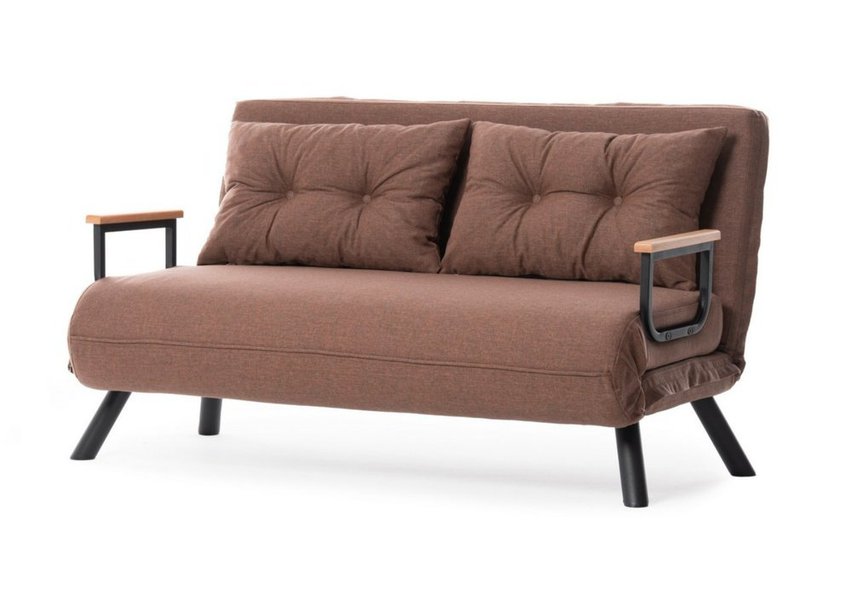 Aligmart sofa bed with armrests, brown linen