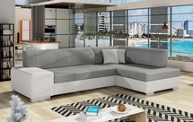 Corner sofa with sleeping function Vicato (Fabric: Sawana 05/ Soft 17, Side: Right, Stitching: White)