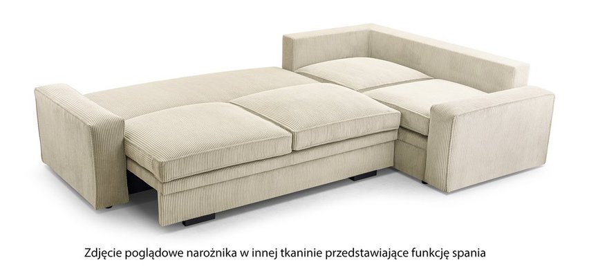 Figline L-shaped corner sofa with sleeping function with Onega 01 container in hydrophobic fabric, right-hand side