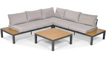 Vample garden set with corner sofa and table, steel grey