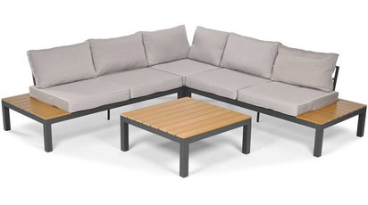 Vample garden set with corner sofa and table, steel grey