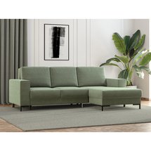 Mokpeo corner sofa bed (Fabric: Scala Forest, Legs: Black, Side: Right)