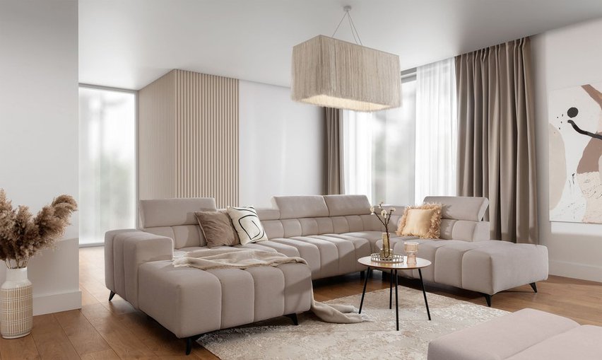 Corner sofa with sleeping function Ragussino U-shaped with side section Sicuro 50 right-hand side