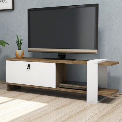 TV cabinet Alkalb white/walnut 120 cm