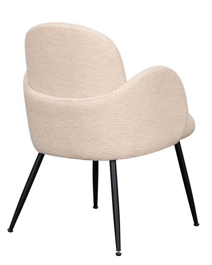 Smitor chair with armrests in beige boucle fabric
