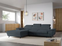 Corner sofa with sleeping function Lambo L-shaped Castel 79 with container, black legs, left-hand side