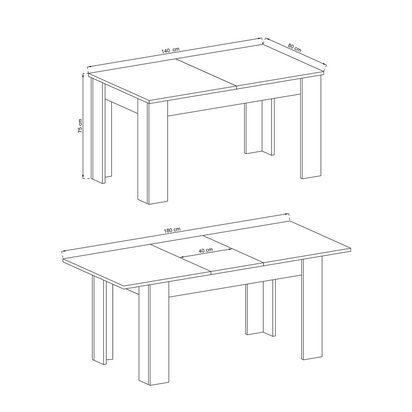 Masibor extendable table 140-180x80 cm L140