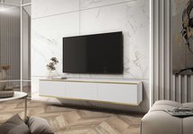 Mucalma TV cabinet 175 cm white with gold lamella inserts RTV175MDFB