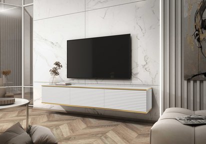 Mucalma TV cabinet 175 cm white with gold lamella inserts RTV175MDFB