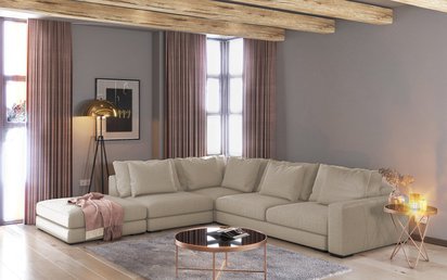 Mia L-shaped modular corner sofa, right side (Fabric: Storm 09)