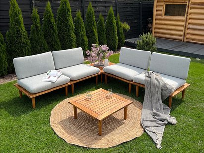 Campionna gray/acacia wood garden furniture set