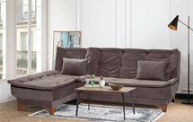 Corner sofa with sleeping function Shesse L-shaped anthracite velvet left-hand side