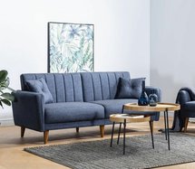 Rallion three-seater sofa bed linen blue