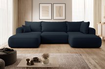 Ovo U-shaped corner sofa with sleeping function with container Castel 79, easy-to-clean velvet, right-hand side