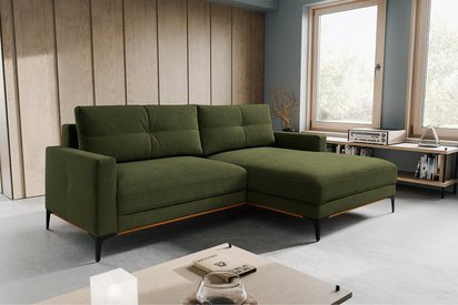 Corner sofa with sleeping function Sabbino L-shaped with storage Curio 39 hydrophobic chenille left-sided