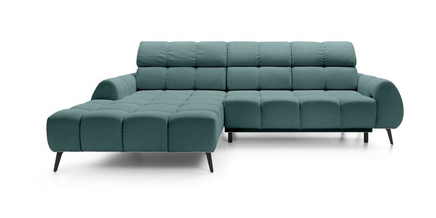 Perre L-shaped corner sofa bed with electrically extendable seat and adjustable headrest (Fabric: Castel 75, Side: Left)