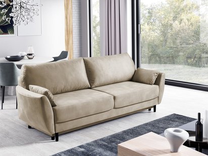 Toivola three-seater sofa with storage, beige velvet, hydrophobic