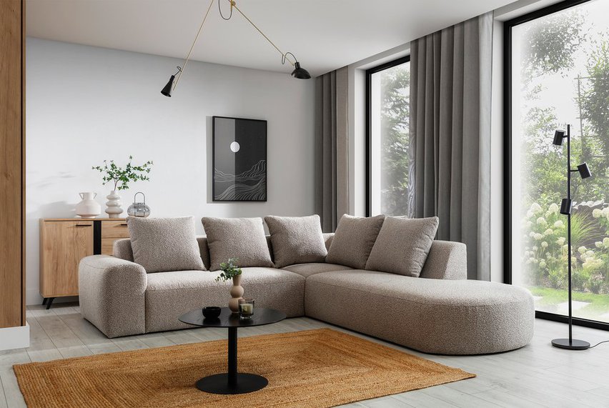 Modular corner sofa Castellina L-shaped 255 cm larger Abriamo 2 right-hand side