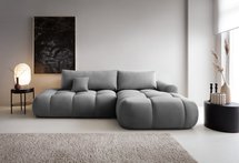 Ombo L-shaped corner sofa with sleeping function with container Salvador 17, hydrophobic velvet, right-hand side