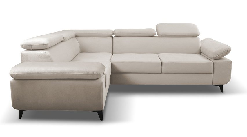 Corner sofa with sleeping function Beraus Castel 03 in hydrophobic fabric velour left side