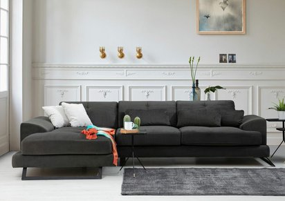 Corner sofa Terwince anthracite eco-leather left side