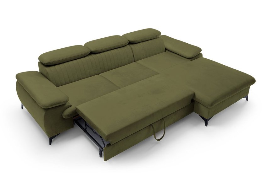 Corner sofa with sleeping function Furie L-shaped (Fabric: Matt Velvet 38, Side: Right)