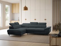 Corner sofa with sleeping function Lambo L-shaped with side Castel 79 with container legs black left-hand side