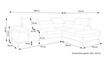 Naverro L-shaped corner sofa bed (Fabric: Monolith 09, Side: Right)