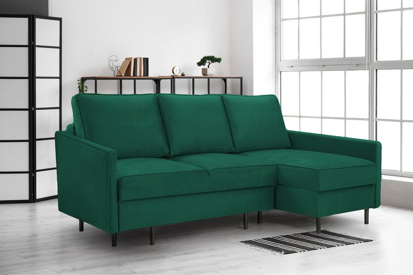 Corner sofa with sleeping function Rosilli L-shaped with container right side Monolith 37