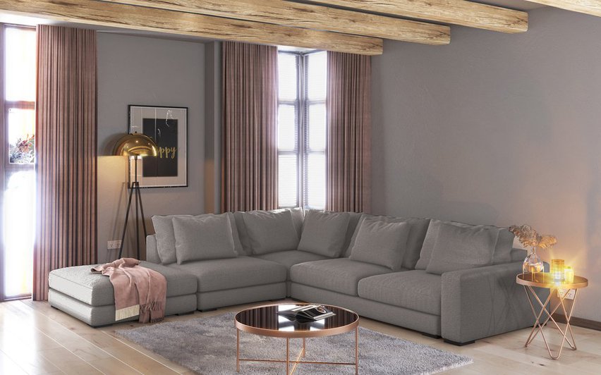 Mia L-shaped modular corner sofa, right side (Fabric: Storm 97)