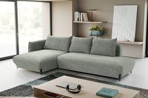 Corner sofa with sleeping function Laresna L-shaped with container Coco 87 braided left-hand side